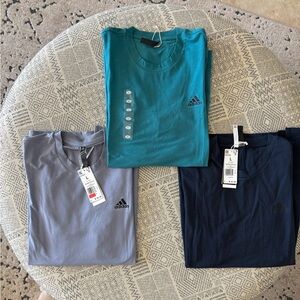 Adidas Men's Axis Tshirts Teal, Gray, and Navy Shirt Trio- Large NWT
